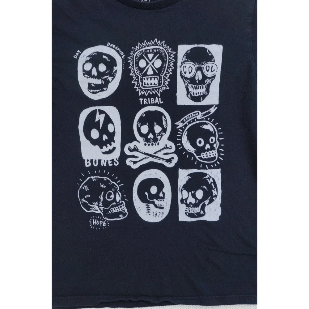 Childrens Place Shirt Youth Boys Extra Large Black White Skulls Crossbones